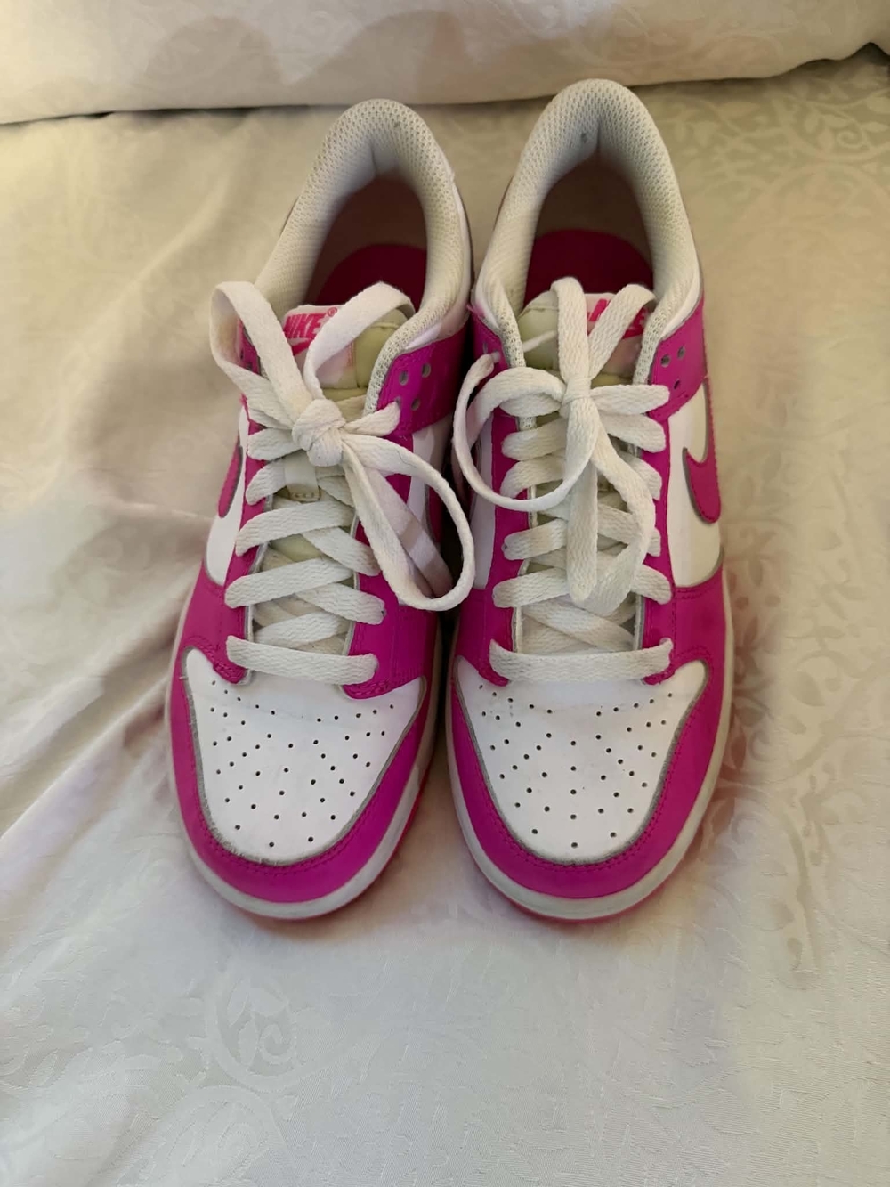 Nike Dunks Big Kids Hot Pink and White Low-Top Sneakers